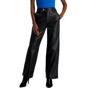 Womens Tinsel Black Faux Leather Wide Leg Dress Pants Vegan Rocker 16 Petite NWT